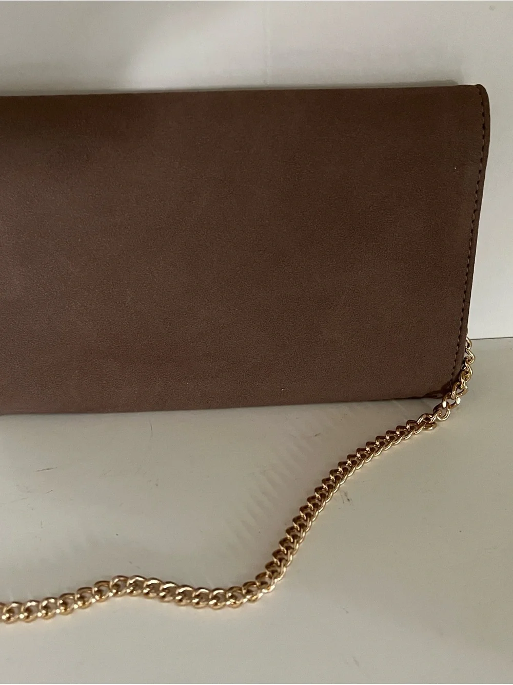 Jessica Moore Brown Chain Wristlet Clutch